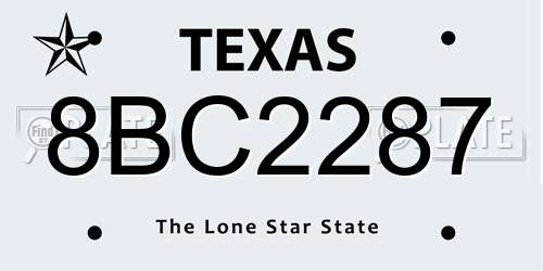 8BC2287 Texas License Plate
