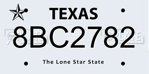 8BC2782 Texas License Plate