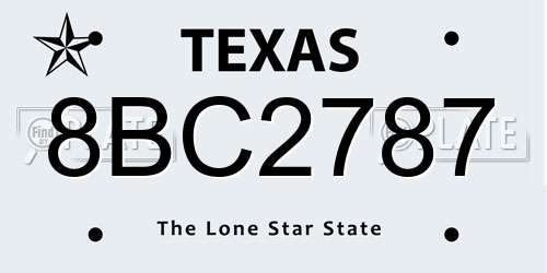 8BC2787 Texas License Plate