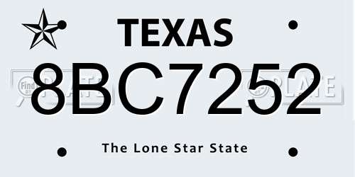 8BC7252 Texas License Plate