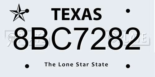 8BC7282 Texas License Plate