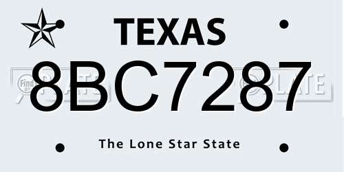 8BC7287 Texas License Plate