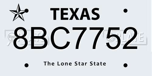 8BC7752 Texas License Plate