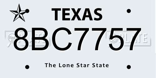 8BC7757 Texas License Plate