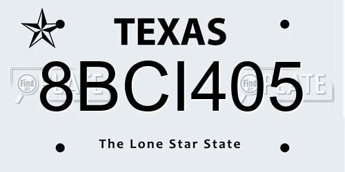 8BCI405 Texas License Plate
