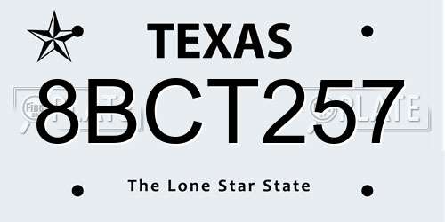 8BCT257 Texas License Plate