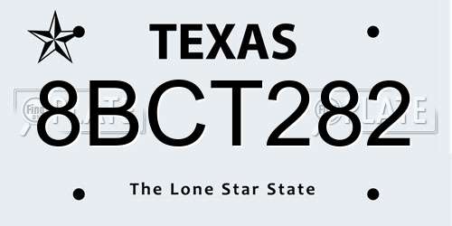 8BCT282 Texas License Plate