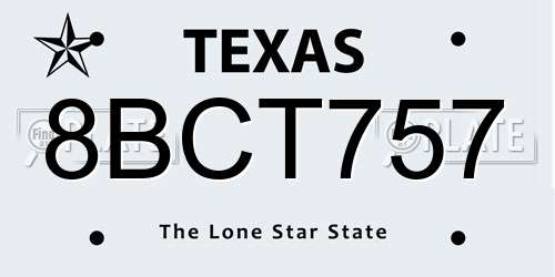 8BCT757 Texas License Plate