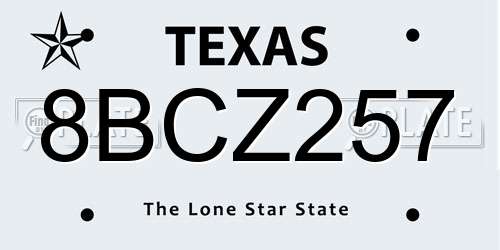 8BCZ257 Texas License Plate