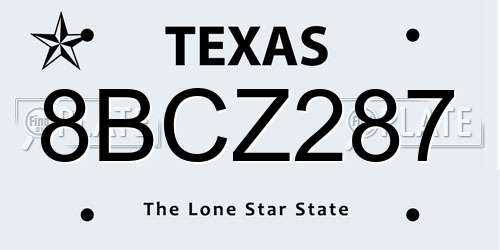 8BCZ287 Texas License Plate