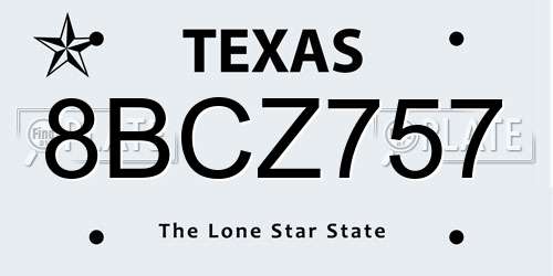 8BCZ757 Texas License Plate