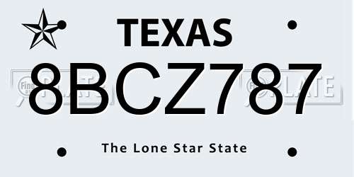 8BCZ787 Texas License Plate
