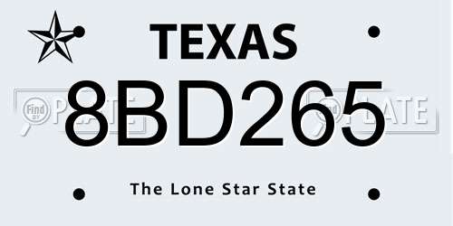 8BD265 Texas License Plate