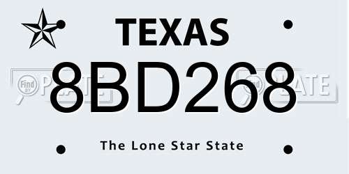 8BD268 Texas License Plate