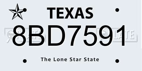 8BD7591 Texas License Plate