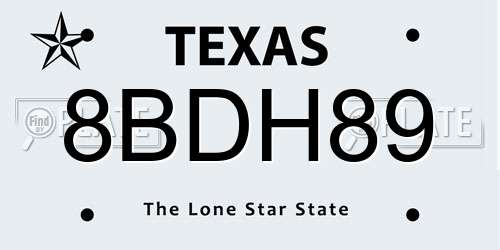 8BDH89 Texas License Plate