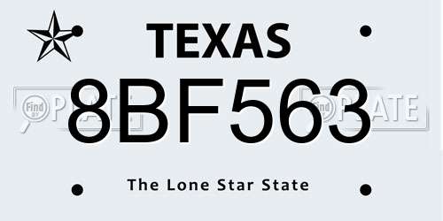 8BF563 Texas License Plate