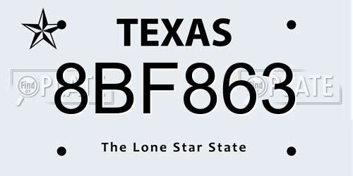 8BF863 Texas License Plate