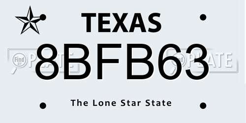 8BFB63 Texas License Plate