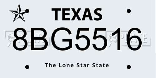 8BG5516 Texas License Plate