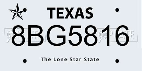 8BG5816 Texas License Plate
