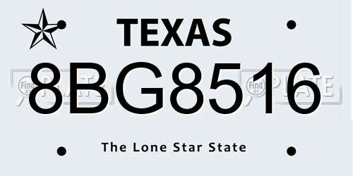 8BG8516 Texas License Plate