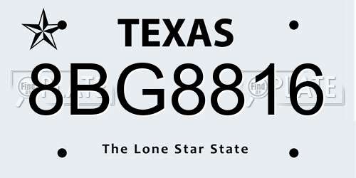 8BG8816 Texas License Plate