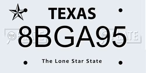 8BGA95 Texas License Plate