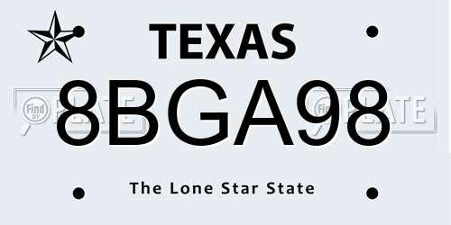 8BGA98 Texas License Plate