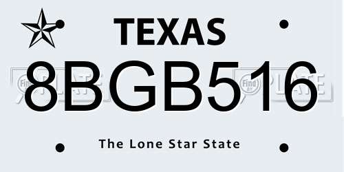 8BGB516 Texas License Plate