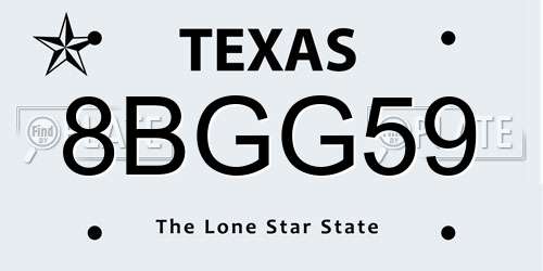 8BGG59 Texas License Plate