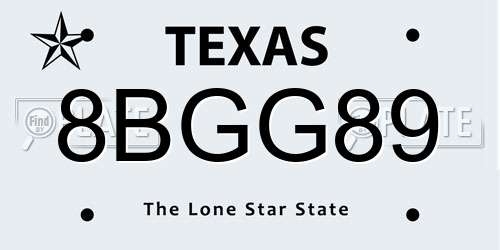 8BGG89 Texas License Plate