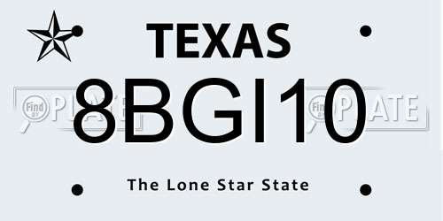8BGI10 Texas License Plate