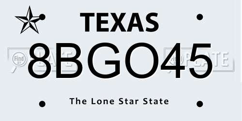 8BGO45 Texas License Plate