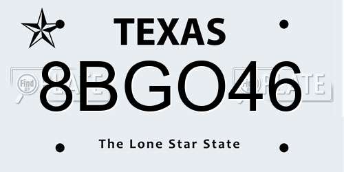 8BGO46 Texas License Plate