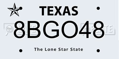 8BGO48 Texas License Plate