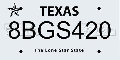 8BGS420 Texas License Plate