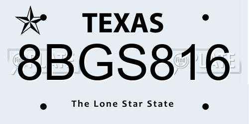 8BGS816 Texas License Plate