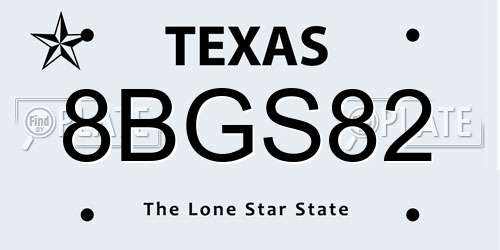 8BGS82 Texas License Plate