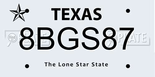 8BGS87 Texas License Plate