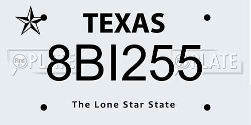 8BI255 Texas License Plate