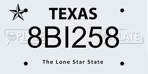 8BI258 Texas License Plate