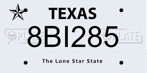 8BI285 Texas License Plate