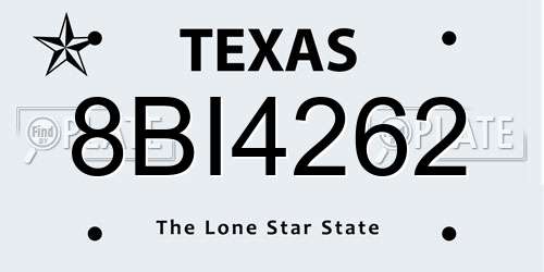 8BI4262 Texas License Plate