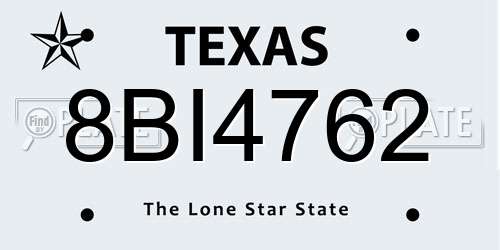 8BI4762 Texas License Plate