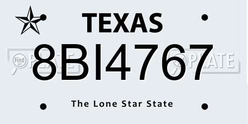 8BI4767 Texas License Plate