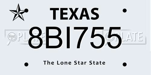 8BI755 Texas License Plate