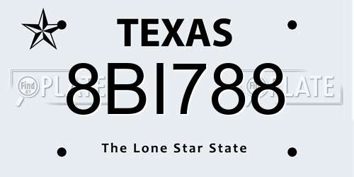8BI788 Texas License Plate