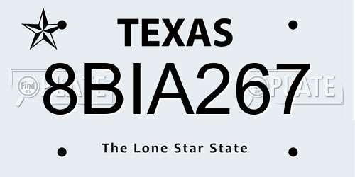 8BIA267 Texas License Plate