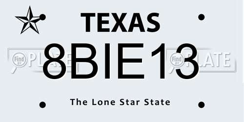 8BIE13 Texas License Plate